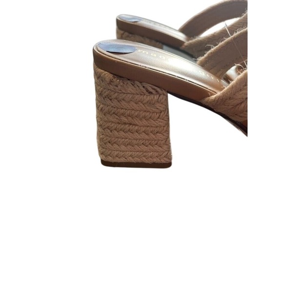 Woven Braided Double Strap Block Heel Sandals in Natural Beige Summer Mules - Picture 7 of 9